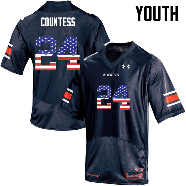 Youth #24 Blake Countess Auburn Tigers USA Flag Fashion College Football Jerseys-Navy - Click Image to Close